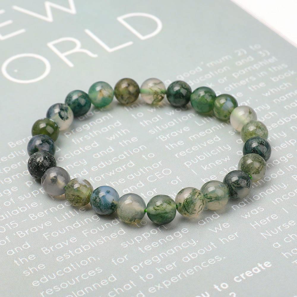 8mm Moss Agate Bracelet Best Crystal Wholesalers