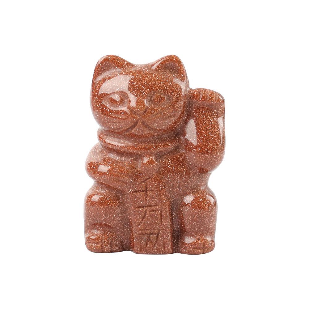 2" Gold Sandstone Crystal Carving Animal Bulk Lucky Cat Best Crystal Wholesalers