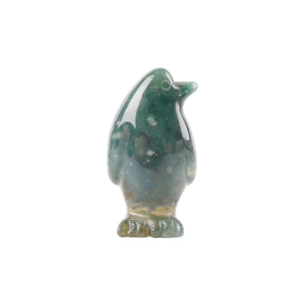 2" Moss Agate Crystal Carving Penguin Free Form Animal Bulk Best Crystal Wholesalers