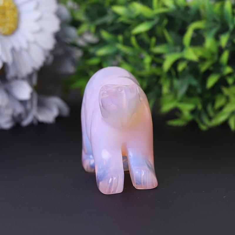 3" Pink Opal Bear Carving for Collection Crystal Gift Animal Bulk Best Crystal Wholesalers