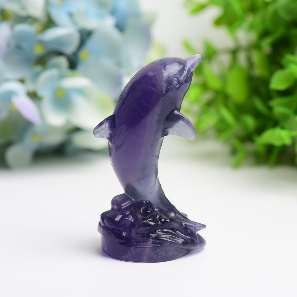 3.5" Fluorite Dolphin Crystal Carving Free Form Bulk WholesaleBest Crystal Wholesalers