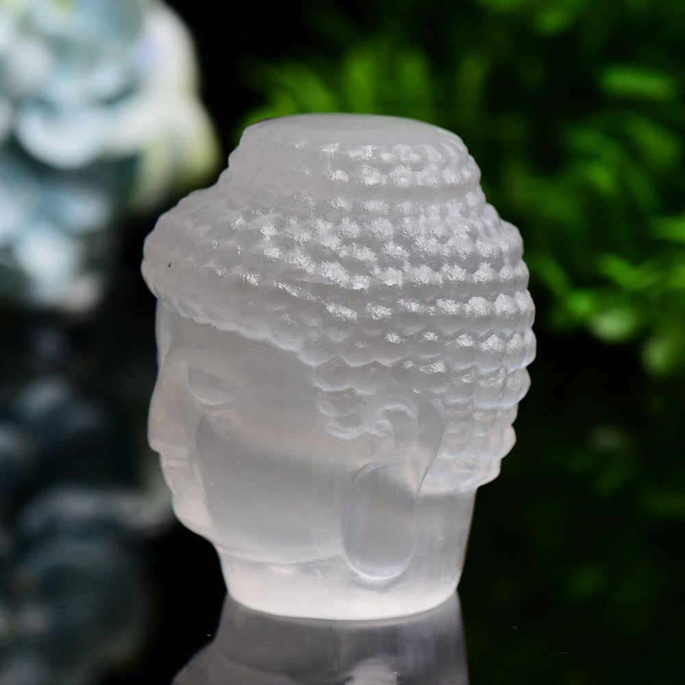 3.3" Selenite Carving Buddha Head Free Form Bulk WholesaleBest Crystal Wholesalers