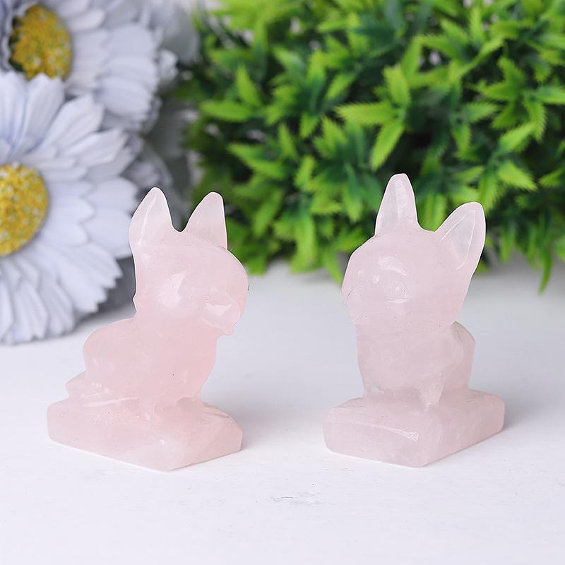 2.4" Rose Quartz Dog Crystal Carvings Animal Bulk Best Crystal Wholesalers