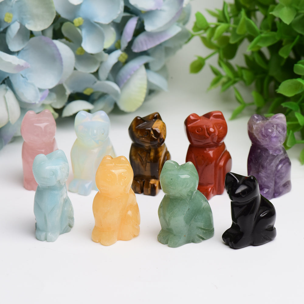 1.5" Mini Mixed Crystal Cat Animal Crystal Carving Bulk Best Crystal Wholesalers