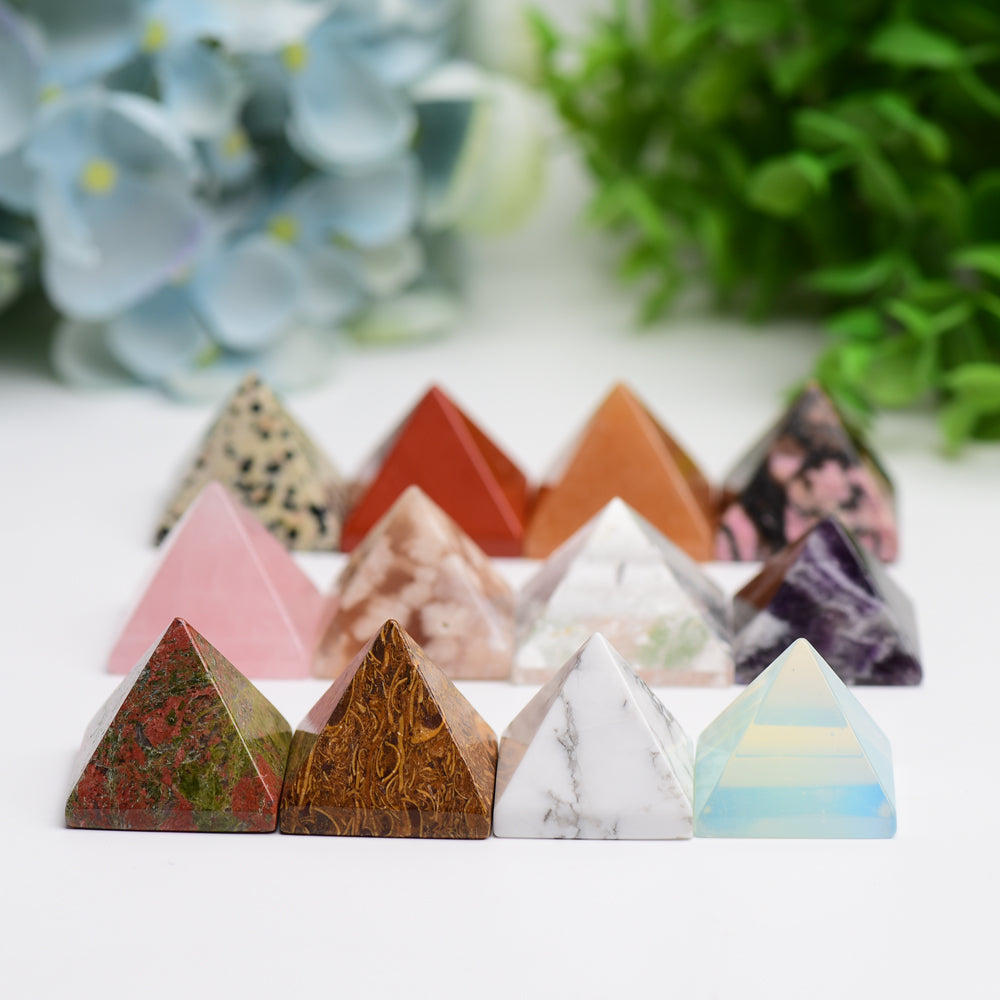 1.1" Mixed Crystal Pyramids Crystal Carving Bulk Best Crystal Wholesalers