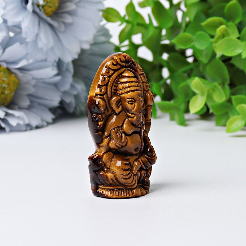 1.9" Tiger's Eye Ganesha Crystal Carving Best Crystal Wholesalers