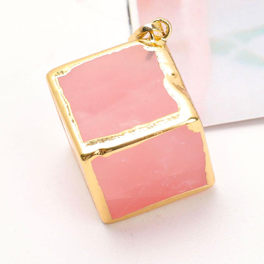 Rose Quartz Cube Pendant Best Crystal Wholesalers