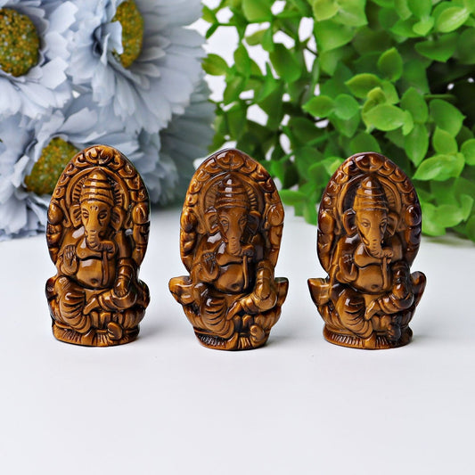 1.9" Tiger's Eye Ganesha Crystal Carving Best Crystal Wholesalers