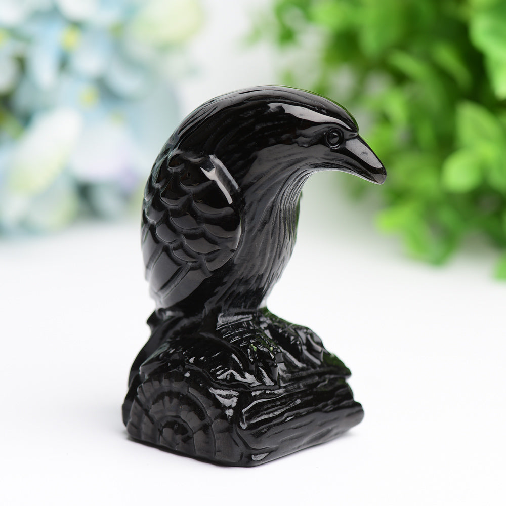 3.3" Black Obsidian Raven Bird Crystal Carving Free Form Bulk WholesaleBest Crystal Wholesalers