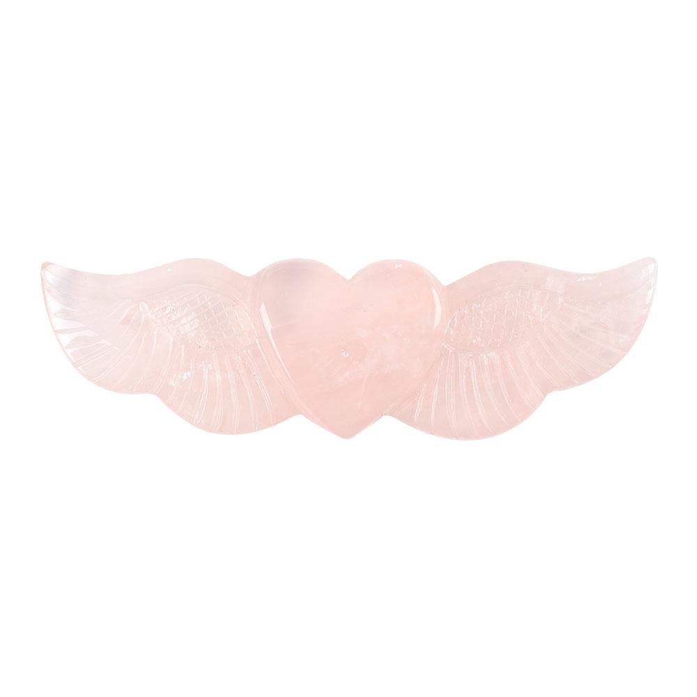 Rose Quartz Carved Heart with Wings