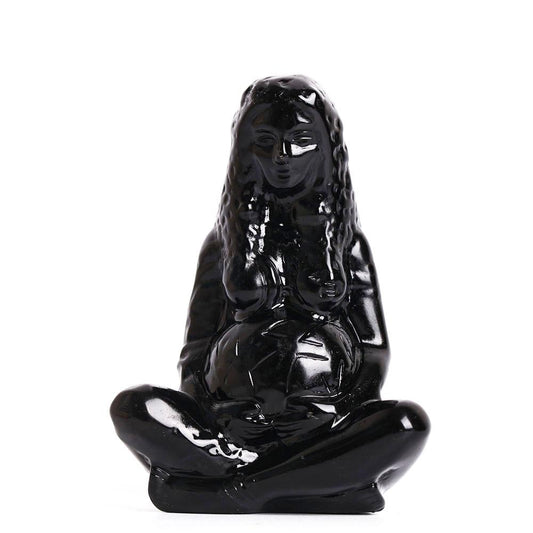 Black Obsidian Earth Mother Goddess Crystal Carving Statue Model Bulk Best Crystal Wholesalers