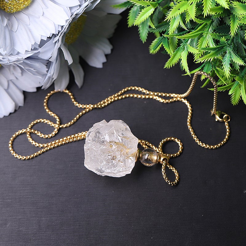 Raw Clear Quartz Perfume Bottle Necklace DIY Best Crystal Wholesalers