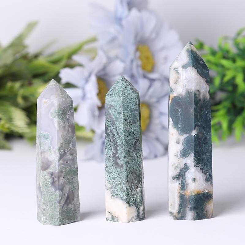 Wholesale Natural Moss Agate Towers Points Bulk Healing Stone  Best Crystal Wholesalers