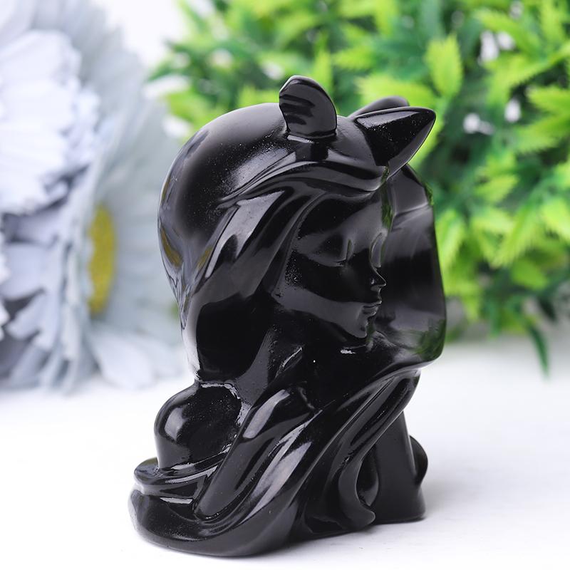 3.3" Black Obsidian Devil Crystal Carvings Best Crystal Wholesalers