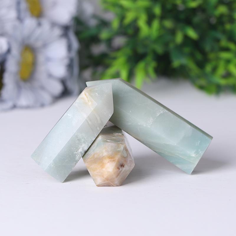 Natural Caribbean Calcite Points Meditation Sky Blue Crystal Towers Points Bulk Best Crystal Wholesalers