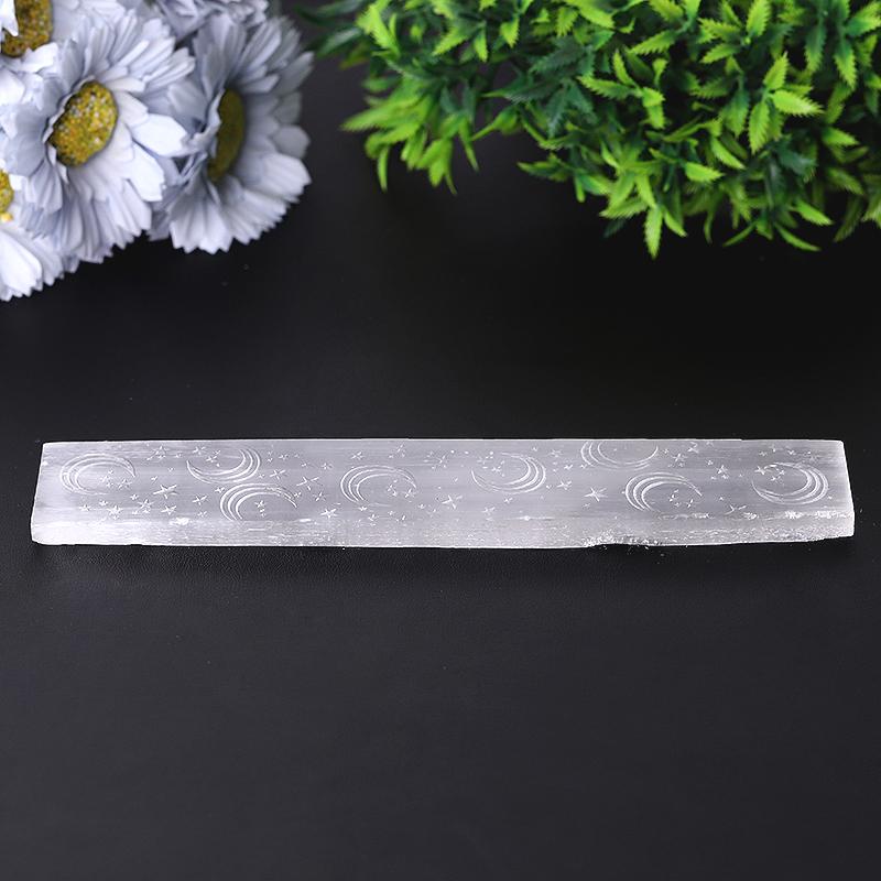 8" Selenite Wand with Laser Engraved Moon Pattern  Bulk Best Crystal Wholesalers