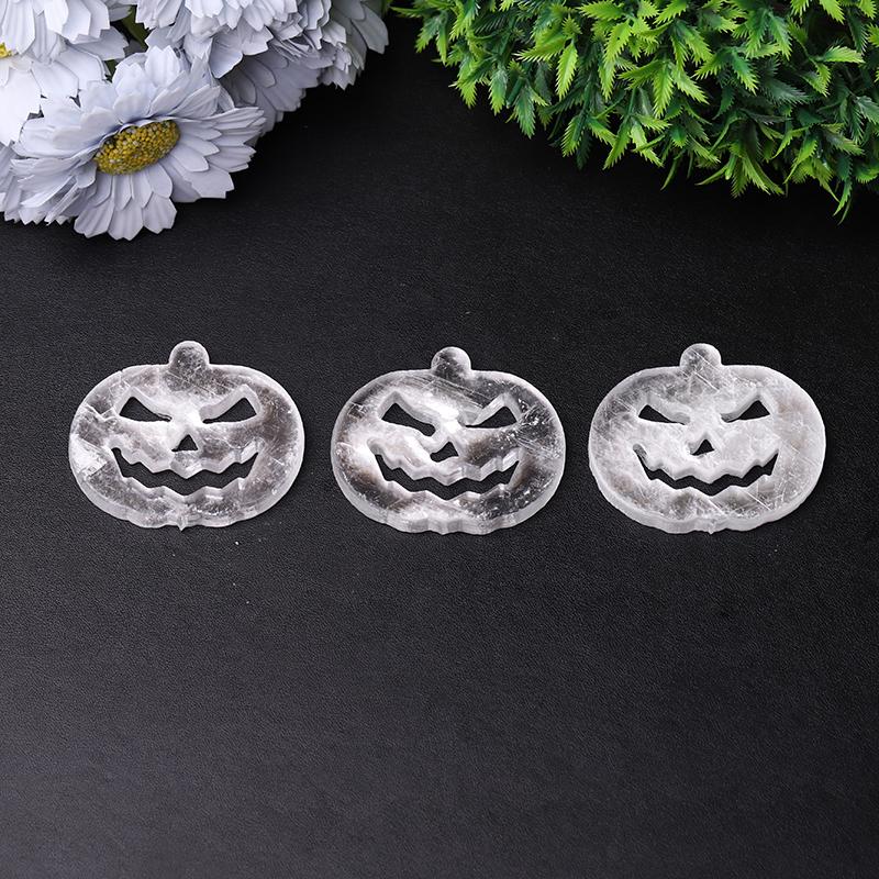 2.5" Selenite Pumpkin Face Hand Carving Halloween Gift Bulk Best Crystal Wholesalers