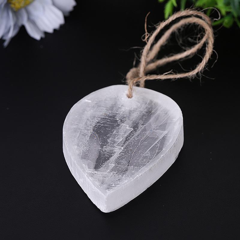 3.3" Clear Selenite Drop Shape with Hanging Rope Bulk Best Crystal Wholesalers