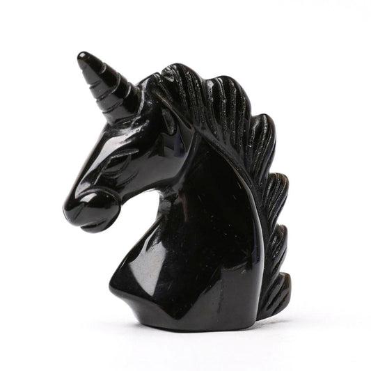 2.0" Black Obsidian Unicorn Crystal Carvings Animal Bulk Best Crystal Wholesalers