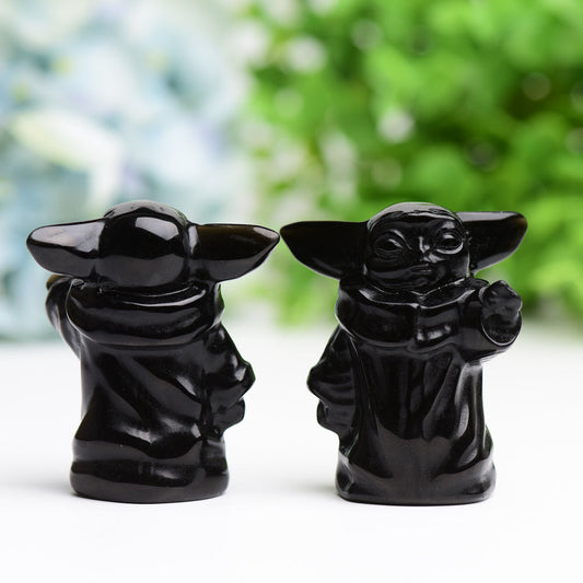 2.3" Black Obsidian Master Crystal Carving Cartoon Bulk Best Crystal Wholesalers