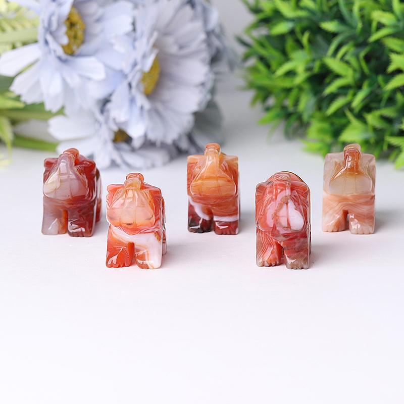 2" Wholesale Natural High Quality Beautiful Hand Carved Carnelian Elephant Crystal Figurine For Decoration Animal Bulk