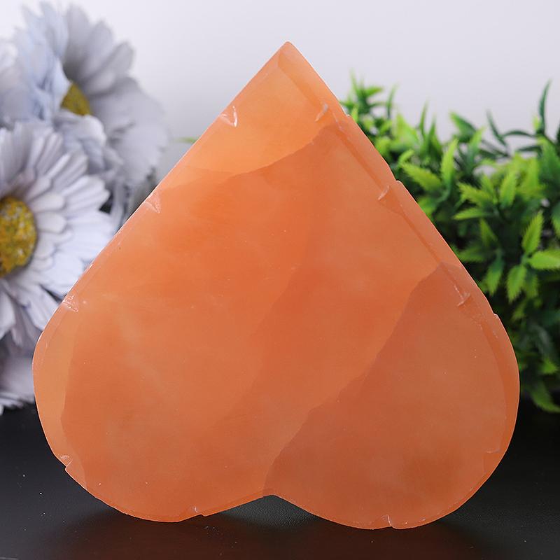 5" Peach Selenite Heart Shape Carving Bulk Best Crystal Wholesalers