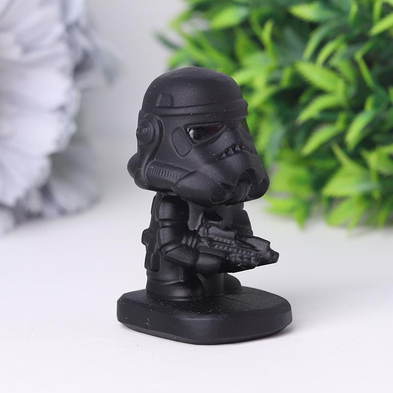 2.5" Black Obsidian Darth Vader Crystal Carvings Cartoon Bulk Best Crystal Wholesalers