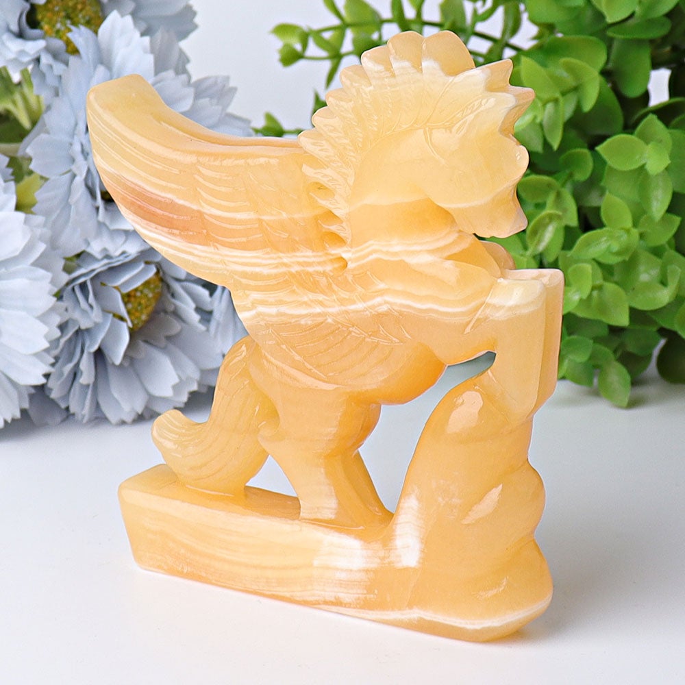 4.8" Yellow Calcite Unicorn Crystal Carvings Free Form Animal Bulk Best Crystal Wholesalers