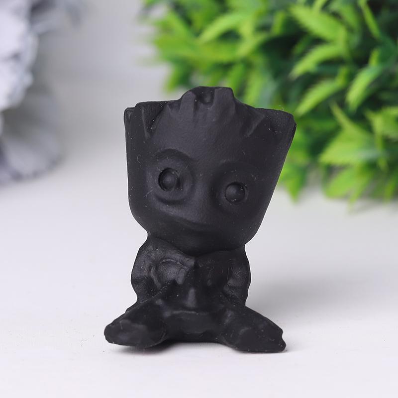 Black Obsidian Groot Crystal Carvings Cartoon Bulk Best Crystal Wholesalers