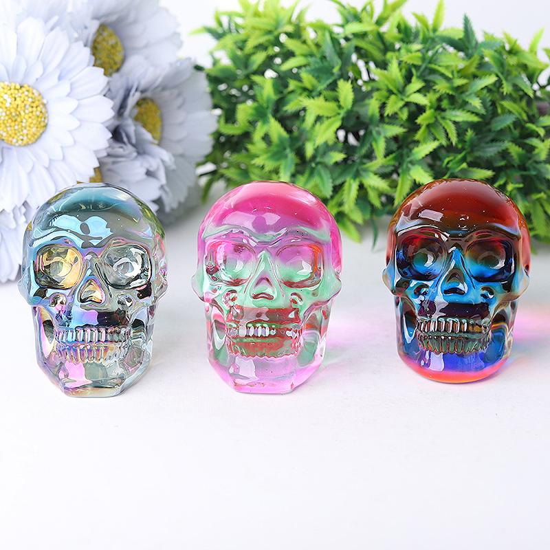 3" Aura Glass Skull Crystal Carvings Best Crystal Wholesalers