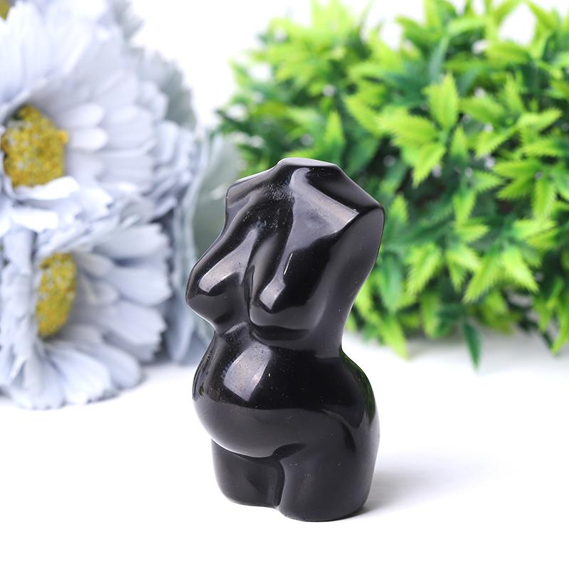 3" Black Obsidian Pregnant Woman Body Crystal Carvings Best Crystal Wholesalers