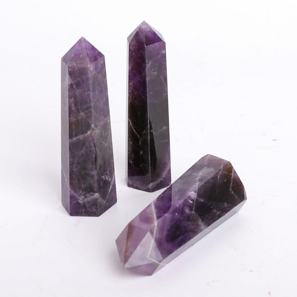 Set of 3 Amethyst Towers Points Bulk Best Crystal Wholesalers