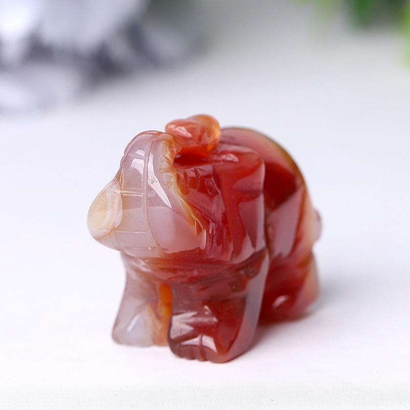 2" Wholesale Natural High Quality Beautiful Hand Carved Carnelian Elephant Crystal Figurine For Decoration Animal Bulk