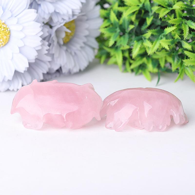 3" Rose Quartz Peony Crystal Carvings Best Crystal Wholesalers