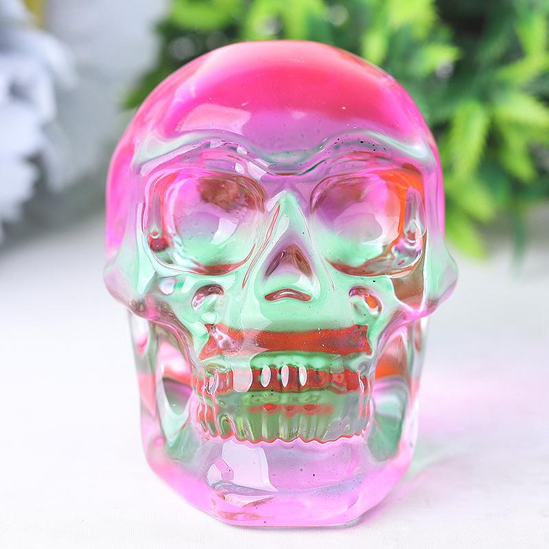 3" Aura Glass Skull Crystal Carvings Best Crystal Wholesalers