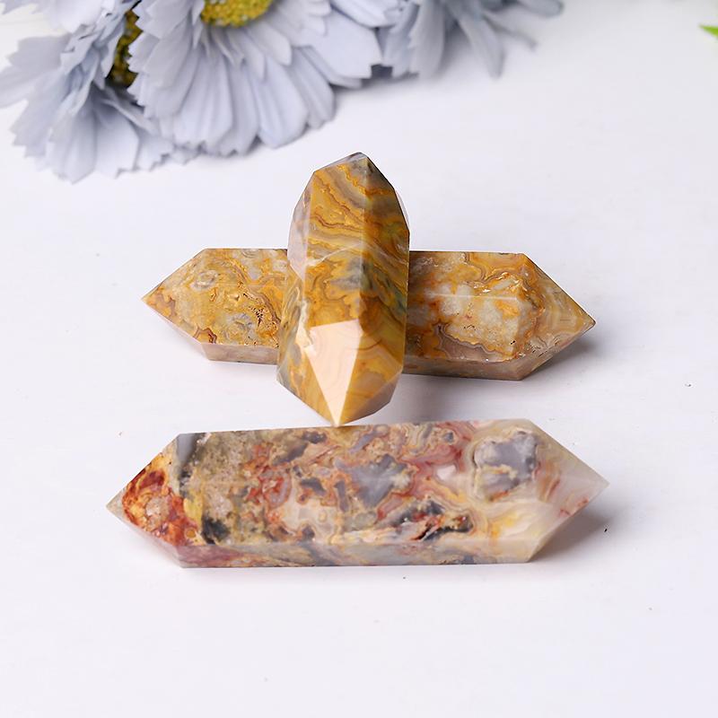 Natural Crazy Agate Double Terminated Point Healing Towers Points Bulk Best Crystal Wholesalers