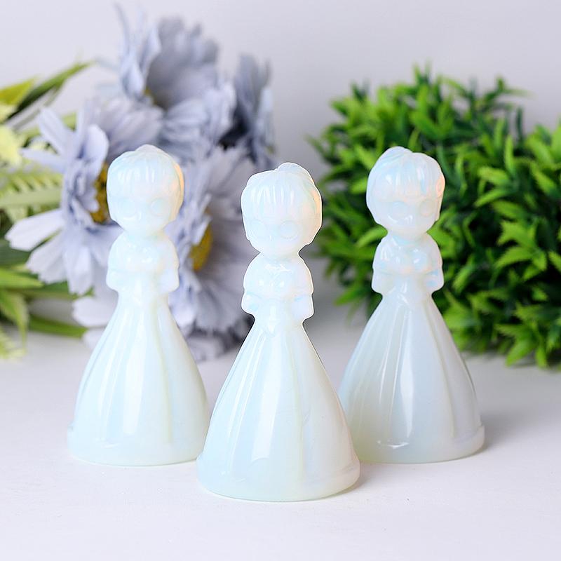 4" Wholesale Opalite Princess Carvings for Decoration Cartoon Bulk Best Crystal Wholesalers