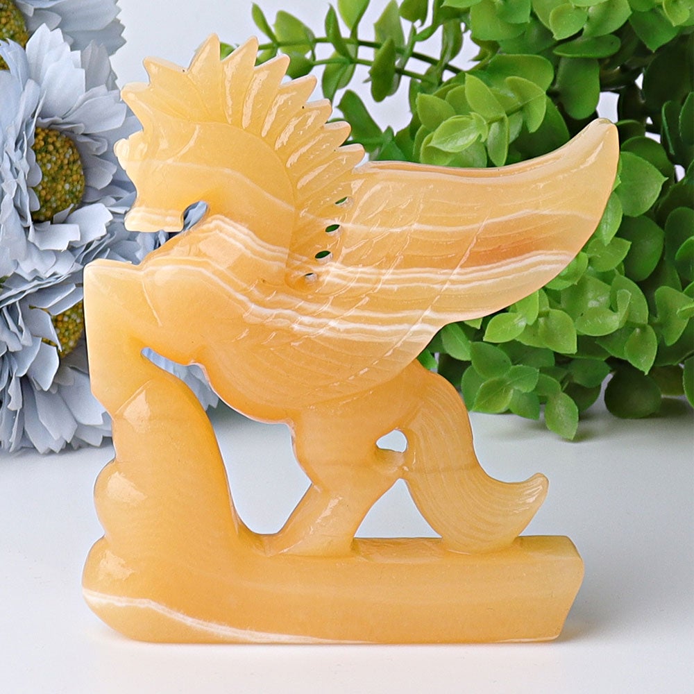 4.8" Yellow Calcite Unicorn Crystal Carvings Free Form Animal Bulk Best Crystal Wholesalers