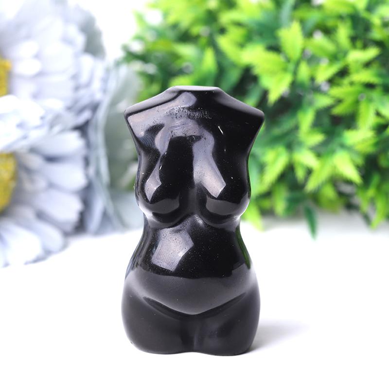 3" Black Obsidian Pregnant Woman Body Crystal Carvings Best Crystal Wholesalers