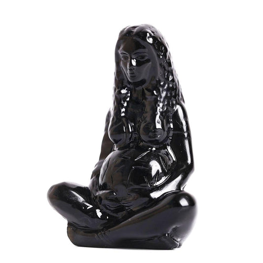 Black Obsidian Earth Mother Goddess Crystal Carving Statue Model Bulk Best Crystal Wholesalers