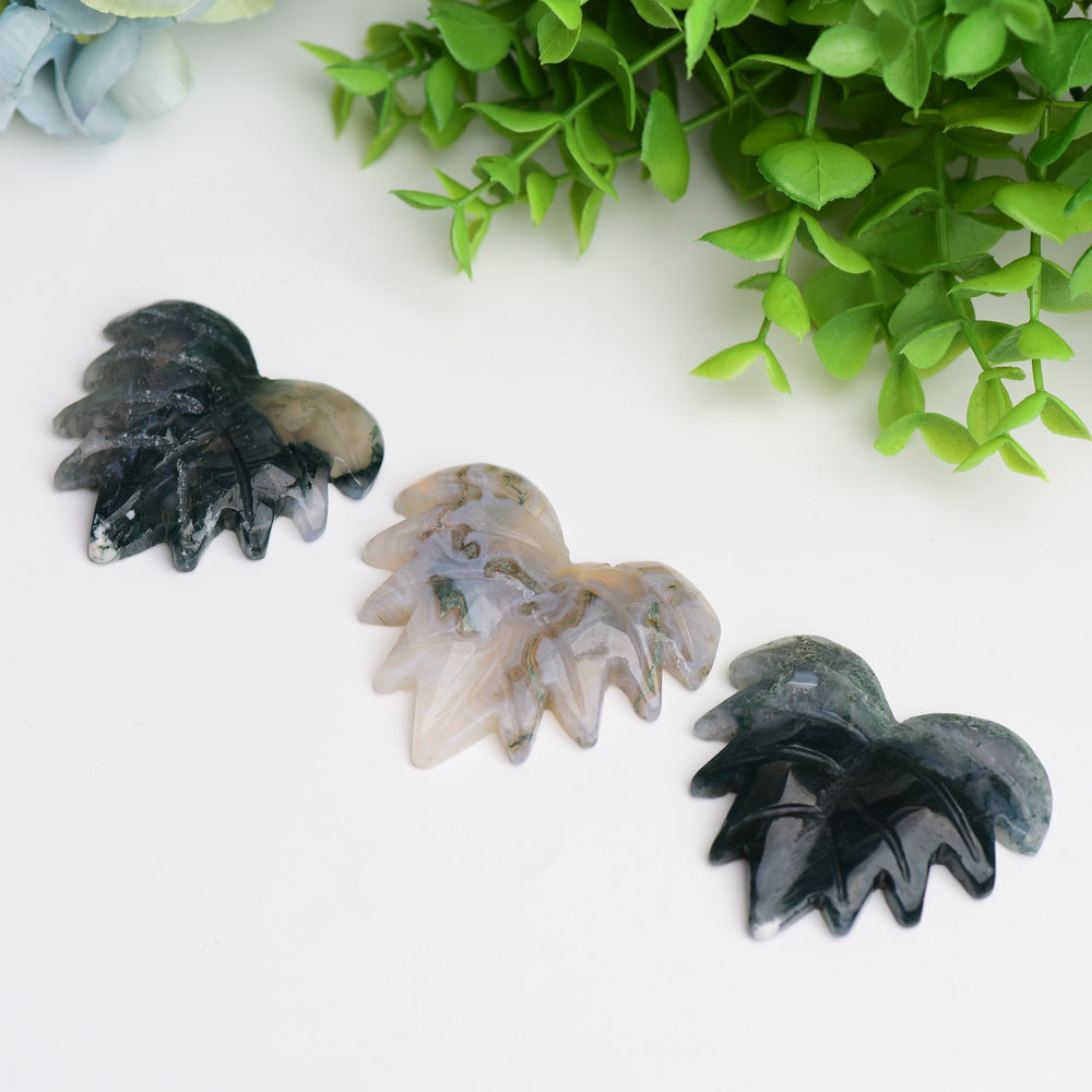 2.0" Moss Agate Maple Leaf Crystal Carving Plants Bulk Best Crystal Wholesalers