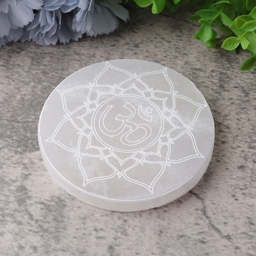 4" Selenite Plate with Printing Best Crystal Wholesalers