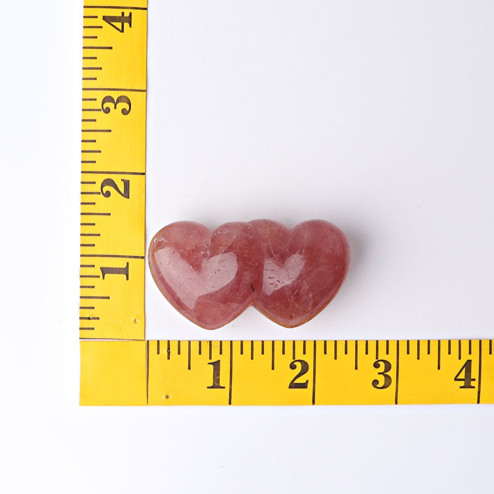 2.3" Strawberry Double Heart Crystal Carvings Best Crystal Wholesalers