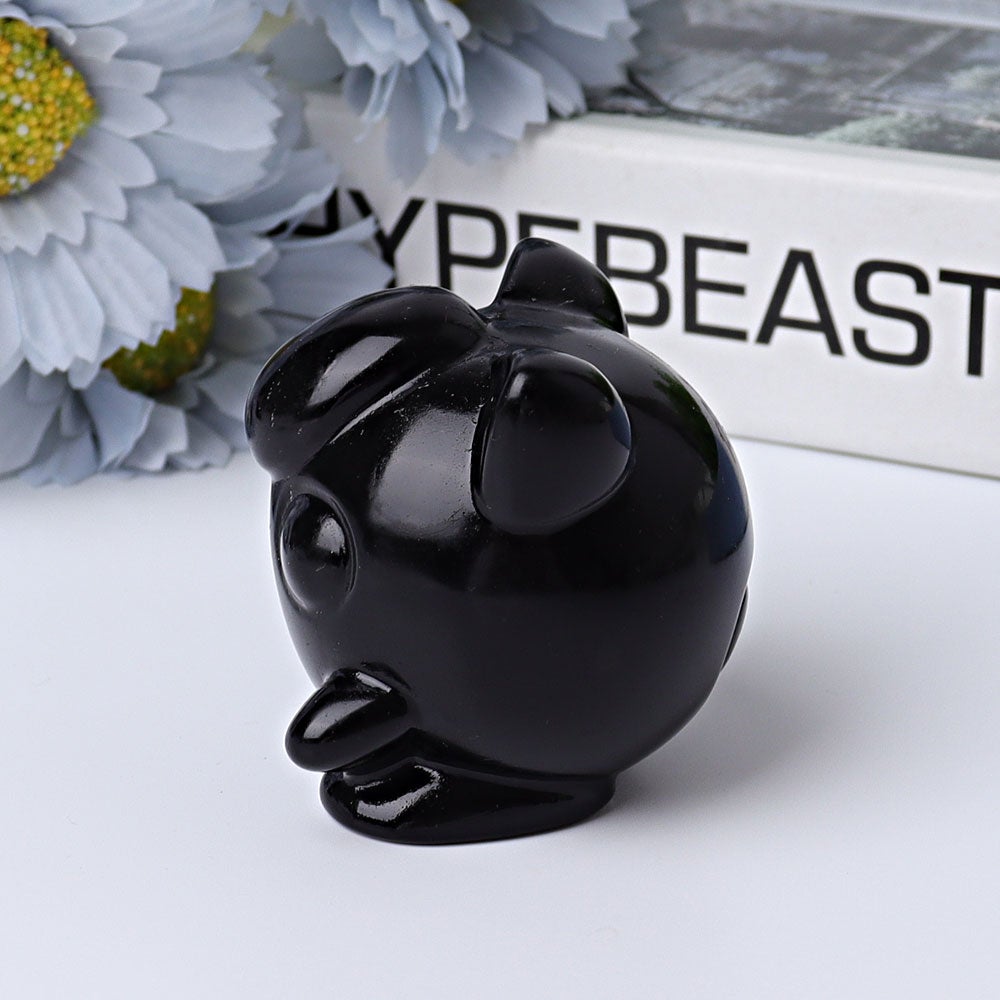 2" Black Obsidian Jiggly Puff Crystal Carvings Cartoon Bulk Best Crystal Wholesalers