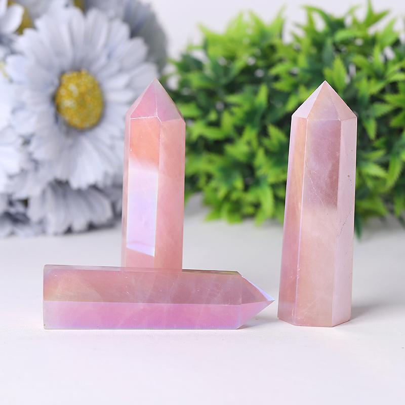 Wholesale Aura Rose Quartz Towers Points Bulk for Collection Best Crystal Wholesalers