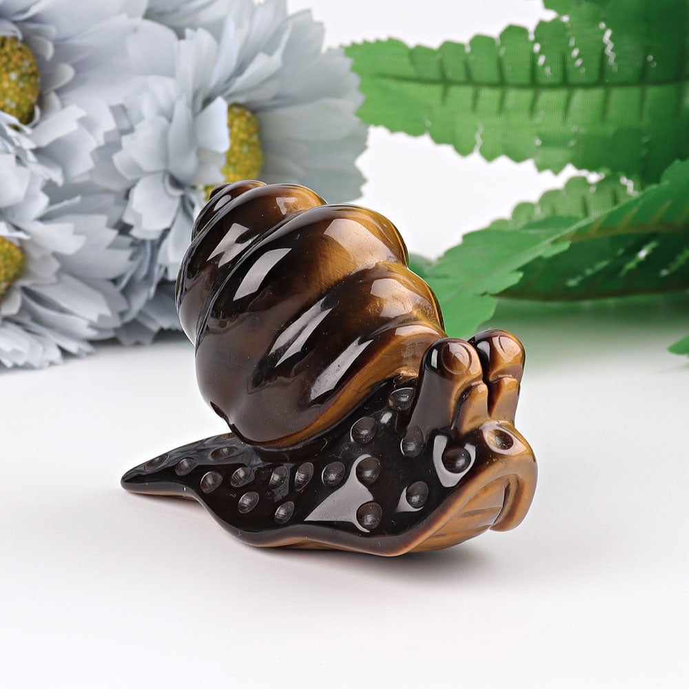 2.5" Tiger's Eye Snail Crystal Carvings Animal Bulk Best Crystal Wholesalers