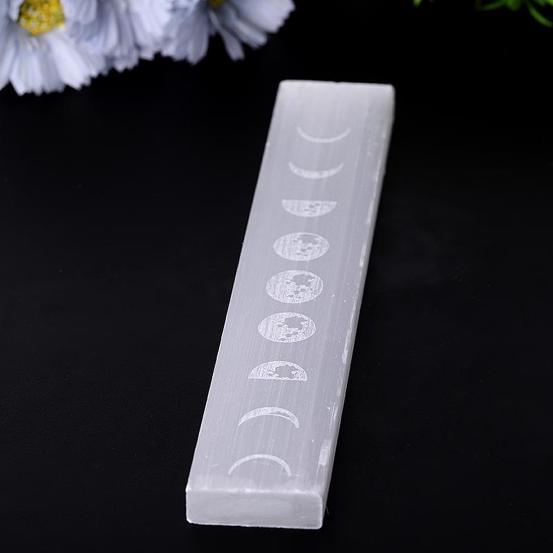 9" Selenite Stick Wand with Laser Engraved Moon Pattern Bulk Best Crystal Wholesalers