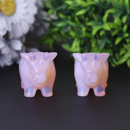 3" Pink Opalite Cow Hand Carving Healing Crystal Carving Animal Bulk Best Crystal Wholesalers