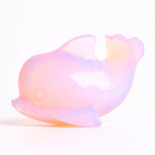 Pink Opalite Dolphin Carving Animal Bulk Decoration Best Crystal Wholesalers