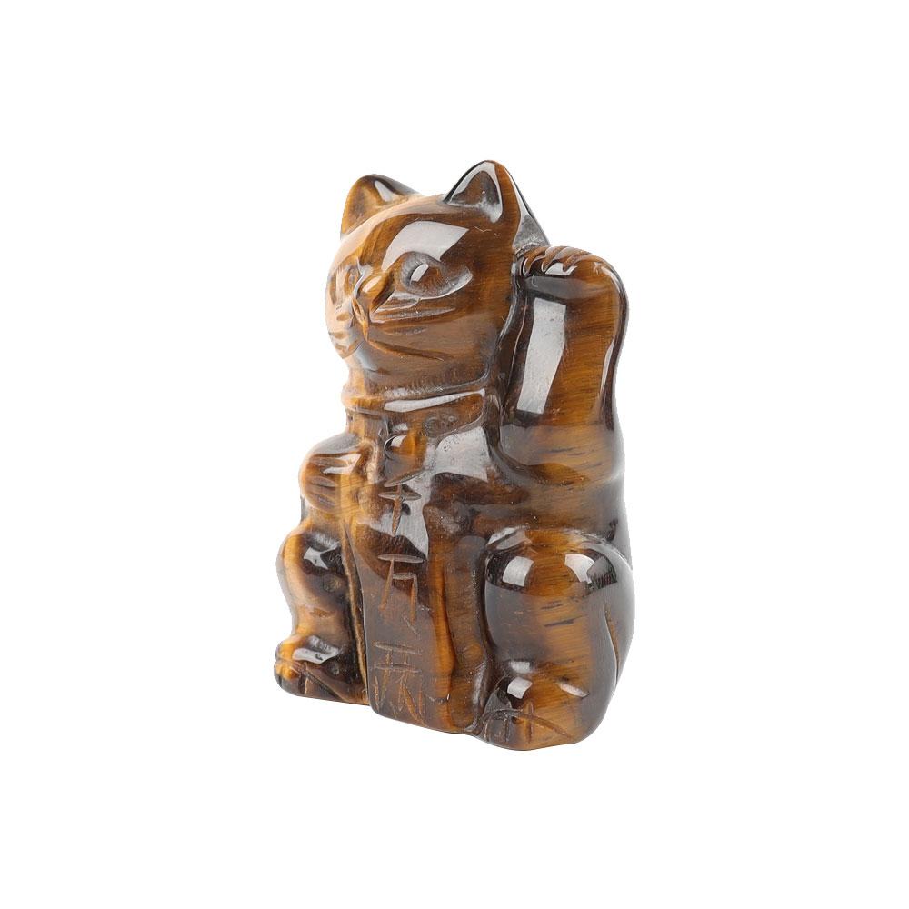 2" Tiger Eye Crystal Carving Lucky Cat Animal Bulk Best Crystal Wholesalers